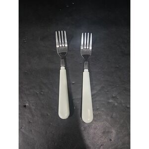 Corelle Plain White Salad Forks, Set Of 2, Vtg Dinner Forks, Collectible Corelle
